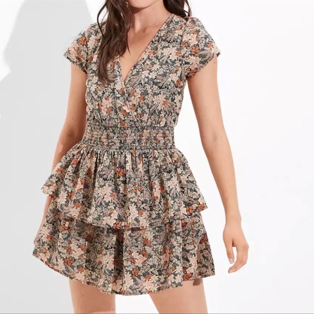 American Eagle Floral Wrap Dress M Tall